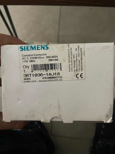 Contactor Siemens 3rt1036-1aj16 Nuevo Caja 60a Bobina 115v