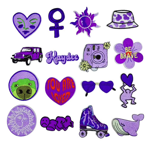 Violeta Ropa Planchar Parches Bordados Termoadhesivos 16pz