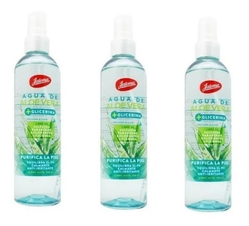 Agua De Aloe Vera Glicerina 250ml Pack 3