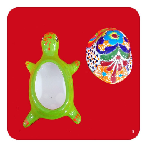 Imagen 2 de 2 de Alhajero Tortuga De Cerámica Tipo Talavera 20x12x10 Cm M5