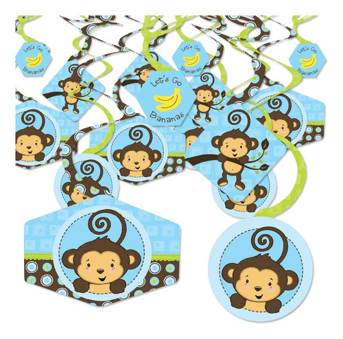 Big Dot Of Happiness Blue Monkey Boy - Decretación Colgante