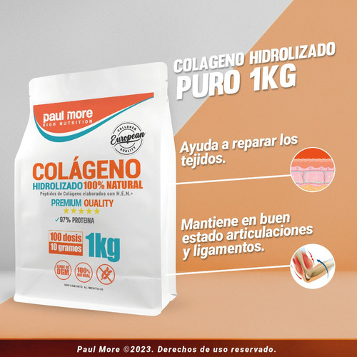 Imagen 6 de 7 de Colageno Hidrolizado Puro 1 Kilo. 100 Dosis