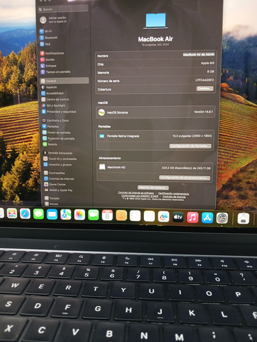 Macbook Air 15 M3 256 Ssd 8gb Ram A3114 (2024) 3 Ciclos Azul Midnight (Usado)