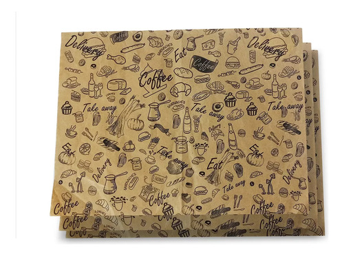 Mantel Individual Papel Kraft Madera Descartable 30x40cm Pack X200 Unidades Diseño Coffee