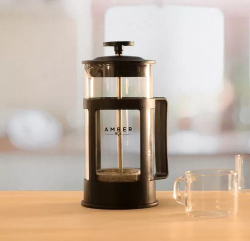 Nukeekee Cafetera de prensa francesa, prensa de café de vidrio borosilicato  de acero inoxidable 304, base de silicona antideslizante, prensa francesa