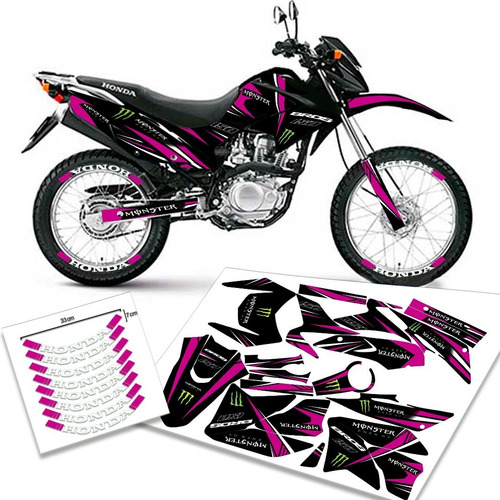 Kit Adesivos Bros 150 Monster Energy 2009-12 Premium Plus Rs