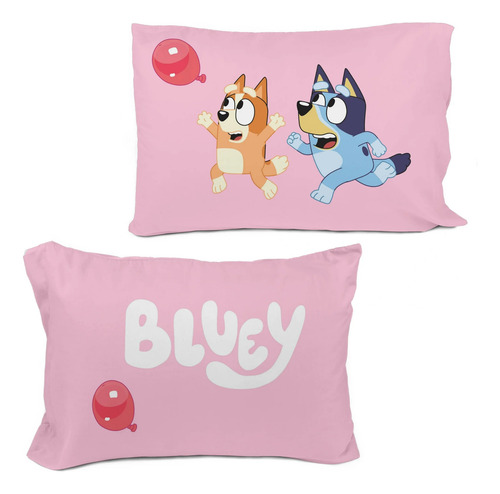 Juego Cama Individual Edredon 2 Vistas Sabanas Bluey 5pz Rosa Bluey
