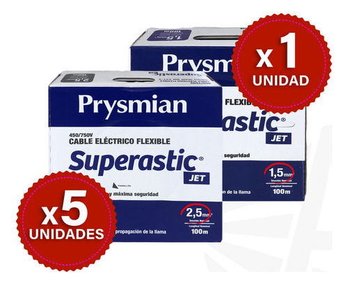 Cable Unipolar Superastic Prysmian 2.5 X500mts Y 1.5 X100mts