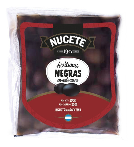 Aceitunas Negras Nucete Sachet 190 Gr