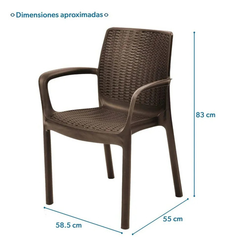 Silla Keter Bali Estilo Ratán Chocolate/ Envio Expres Full Marrón Rattan