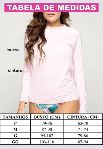 Imagem 5 de 8 de Blusa Feminina Proteção Uv Manga Longa Cores Lisa Térmica