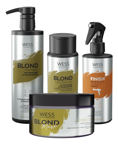 Kit Wess Blond Sh 500ml+cond 250ml+mask 200ml+finish 250ml