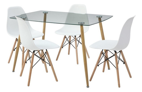 Mesa De Comedor De Cristal Templado Con 4 Sillas Sarpsborg B