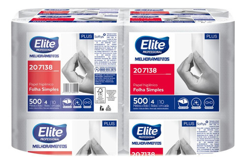 Papel higiênico Softys Elite folha simples de 4 un