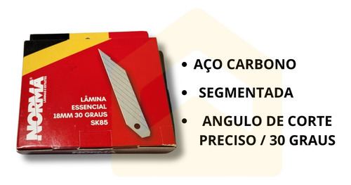 Lâmina Larga 30 Graus 18mm Kit Profissional Com 100 Peças