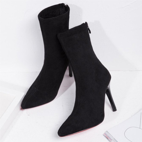 Bota De Tacón Alto Mujer Moda Elegante Cómodo Con Cremallera