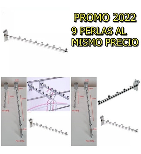 Ganchos Mensulas  Panel Ranurado 7 Perlas  P/ropa Perchas