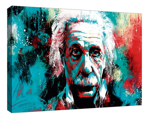 Cuadro Decorativo Canvas Moderno Albert Einstein Crazy Color Albert Einstein Graffiti 2 Armazón Natural