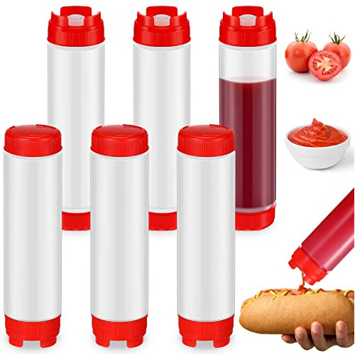 Botellas De Plástico Para Salsas Con Tapa Invertida, 6 Unida