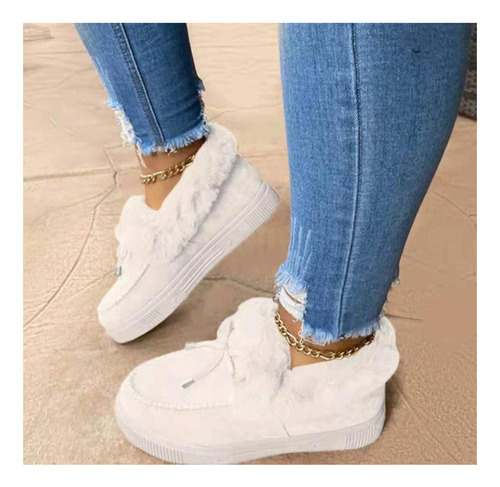 Botas De Nieve Planas Casuales Con Punta Redonda Para Mujer