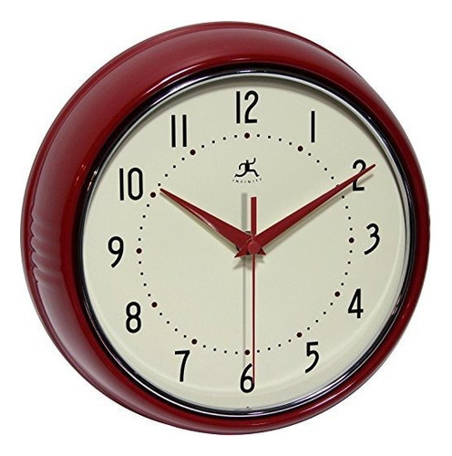 Infinity Instruments Reloj De Pared Rojo De Metal Silen