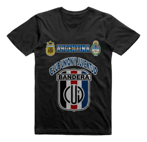 Remera Algodon Negra Union Juventud Bandera Santiago