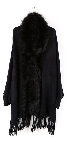 Faux Fur Collar Shawl Fashion Cardigan For Women