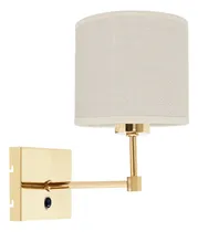 Comprar Velador Aplique 1 Luz Pared Vintage Dorado Arpillera Led E27 Pantalla Arpillera Clara