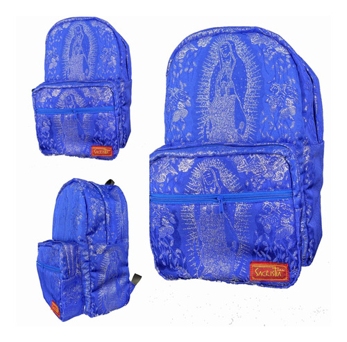 Mochila Brocado Litúrgico Azul 3 Tipo Sacristia