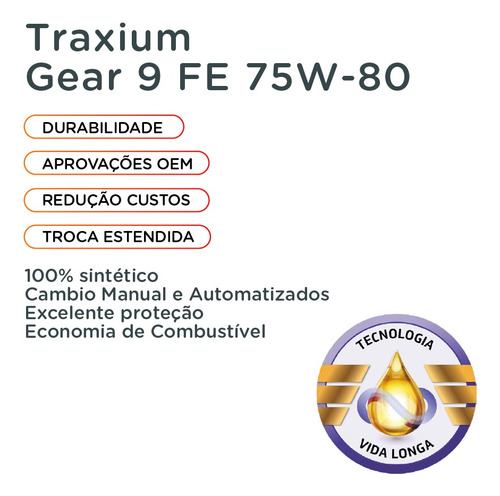 Kit 5 Óleo Câmbio Manual 75w80 Traxium Gear 9 Fe