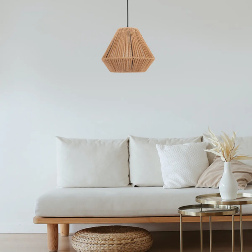 Lampara Colgante 3 Luces Tejida Fibra Sisal E27 Outletlamp