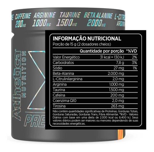 X7 Pre-workout Citrus Orange & Lemon 300g  Atlhetica N.