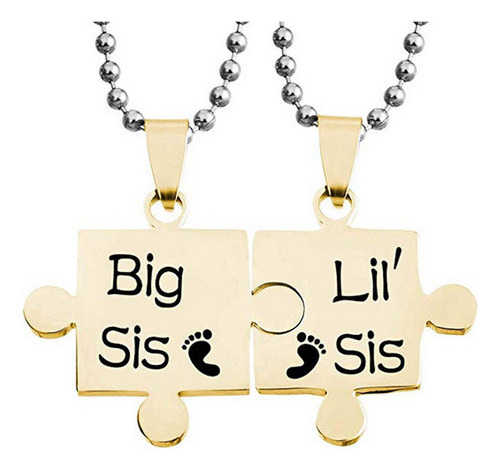 Collar Lil Sis Big Sis Simple Complementario Para Hermana