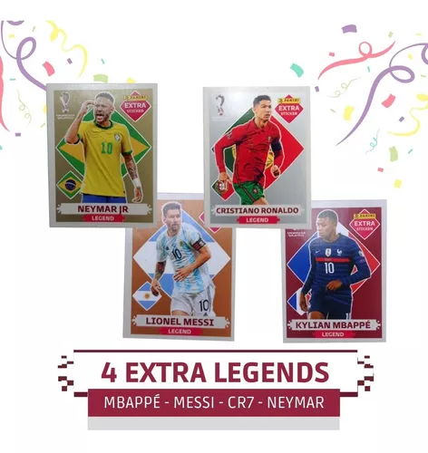 Kit 4 Figurinha Rara Legend - Neymar / Messi / Mbappé / Cr7