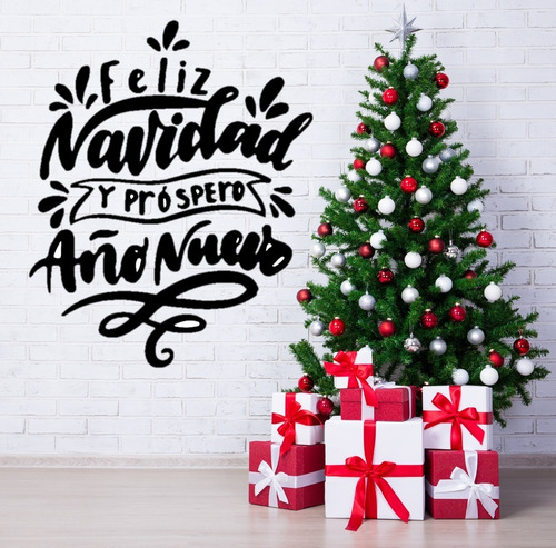 Decoración Navideña Vinil Adherible Feliz Navidad Año Nuevo