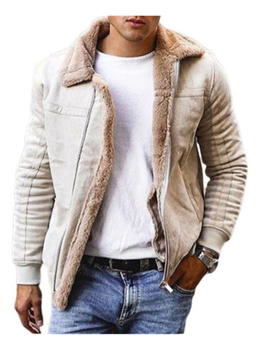 Chaqueta Clásica Para Hombre, Chaqueta De Piel Sintética Gru