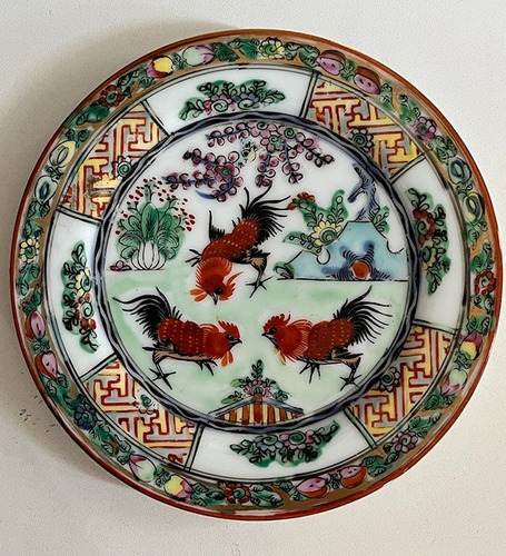 Antiguo Platito Porcelana China Sello Rojo