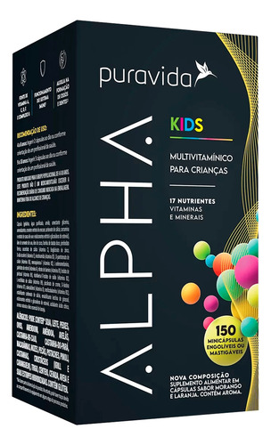 Multivitamínico Alpha Kids Puravida 150 Cápsulas Neutro