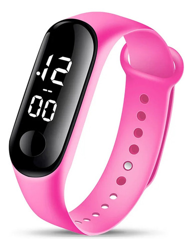 Reloj Pulsera Tactil Digital Led De Silicona Para Niños Y Niñas Marca Miaband Color Rosa Chicle