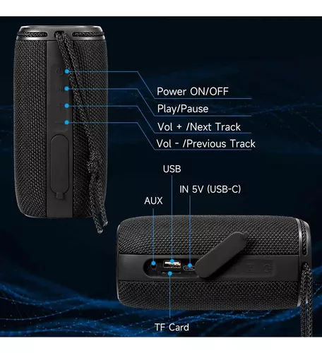 Altavoz Bluetooth Portátil Sonido Envolvente Hd 360 Ipx6 Gra