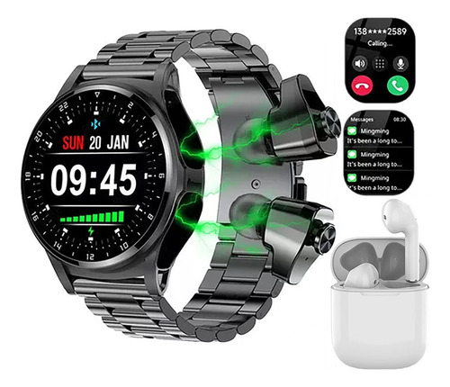 Reloj Inteligente Gt66 2 En 1 Tws Bluetooth Para Xiaomi Ios