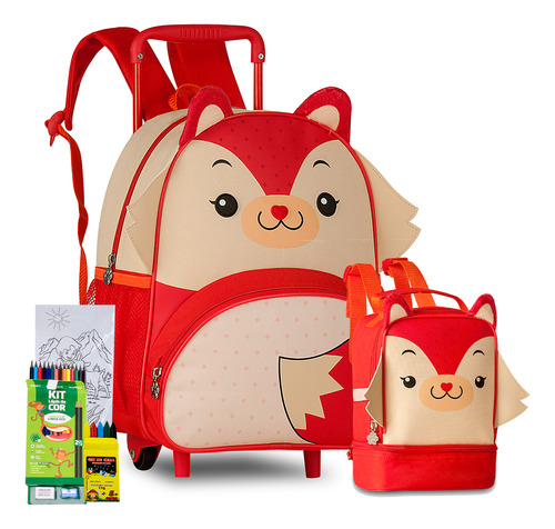 Kit Mochila Rodinha Clio Pets Animais Oficial Infantil Clio