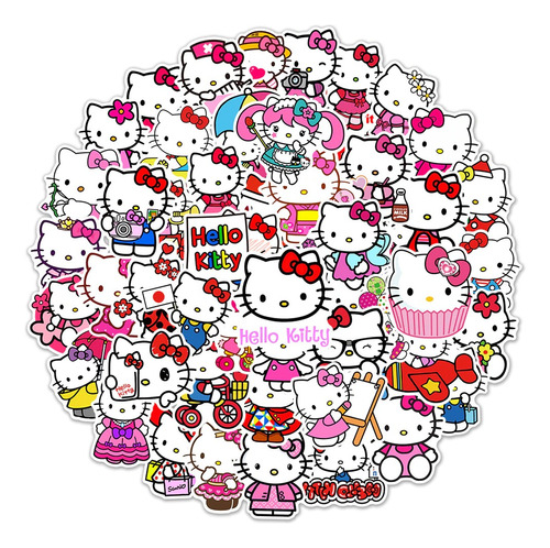 50 Etiquetas Adhesivas Stickers Pegantina Hello Kitty