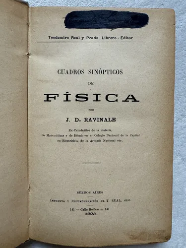 Física. Cuadros Sinópticos. J. D. Ravinale. T. Real (Usado)