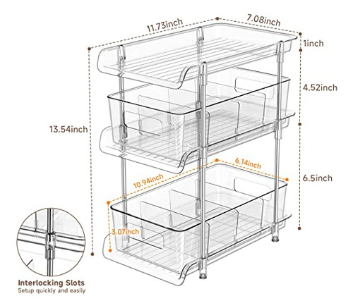 Organizador De Baño Transparente De 3 Niveles Con Separadore