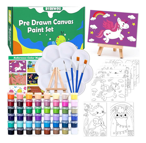 Juego De Lienzo Predibujado 8 Paquetes Kit De Pintura Al Óle