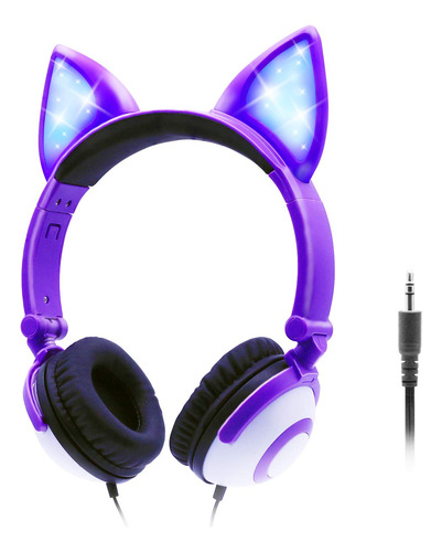 Onta Auricular Para Niño Bonita Oreja Led Brillante Gato