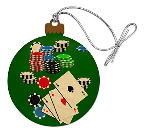 Poker Aces Tarjetas Chips Juego Madera Arbol De Navidad Ador