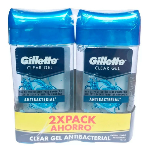 2 Desodorantes Gillette Clear Gel X 113g Antibacterial