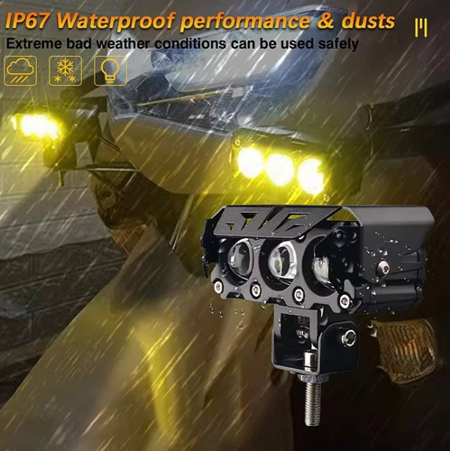 Kit 2 Faros Led Auxiliar Proyector 3 Lupa Luz Moto Cuatri